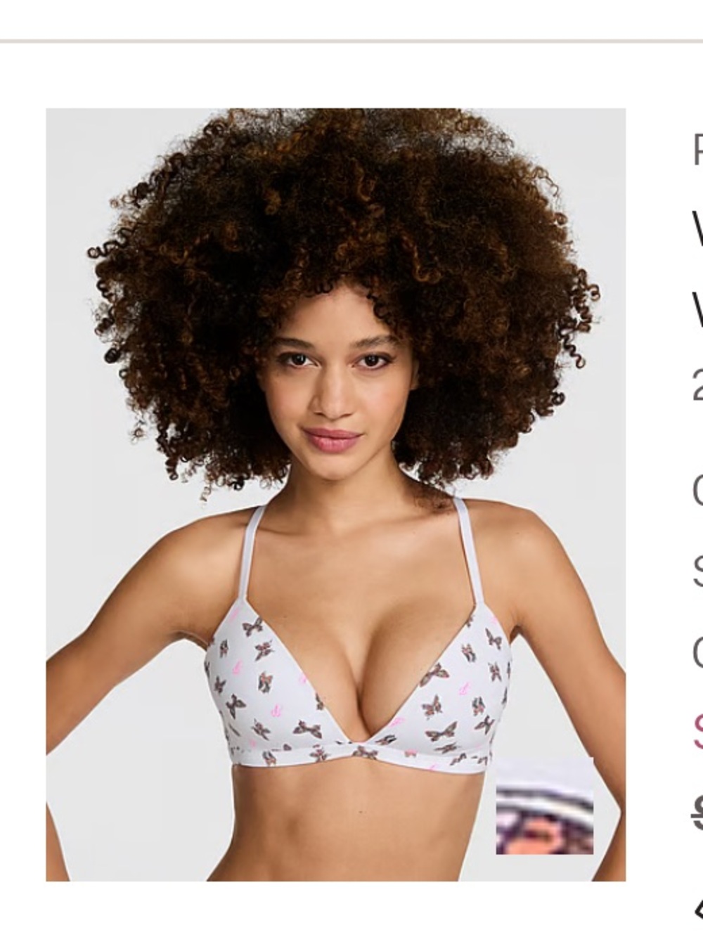 Victoria's Secret White Bra with Butterfly Print